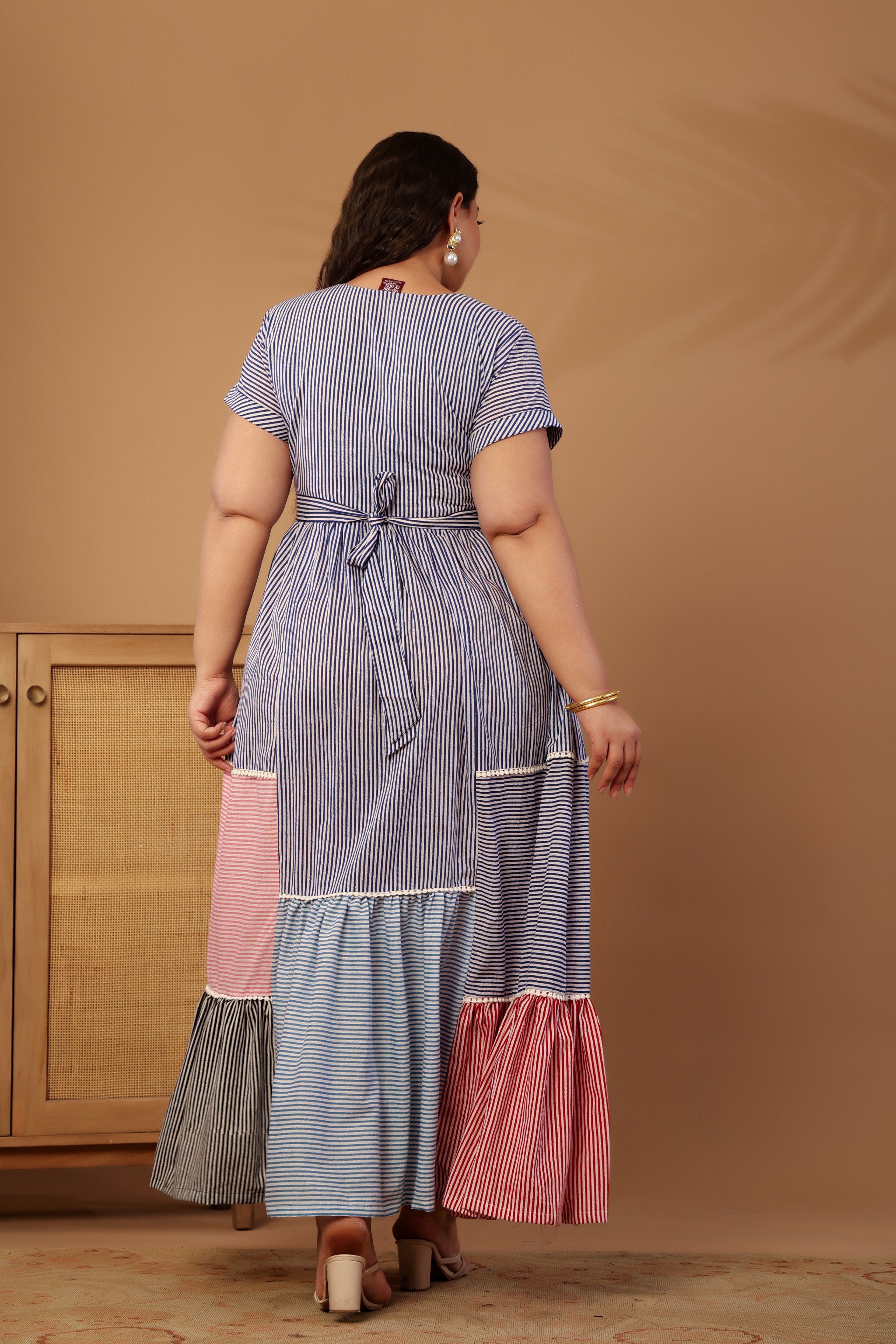 Marina striped midi dress