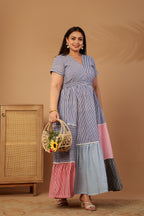 Marina striped midi dress