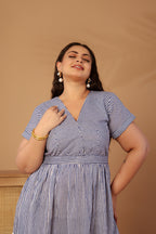 Marina striped midi dress