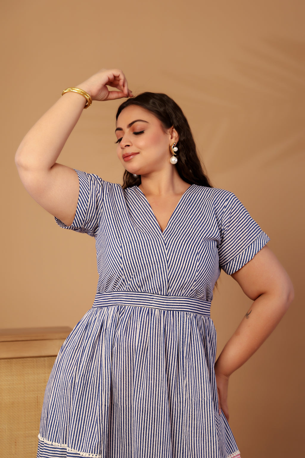 Marina striped midi dress