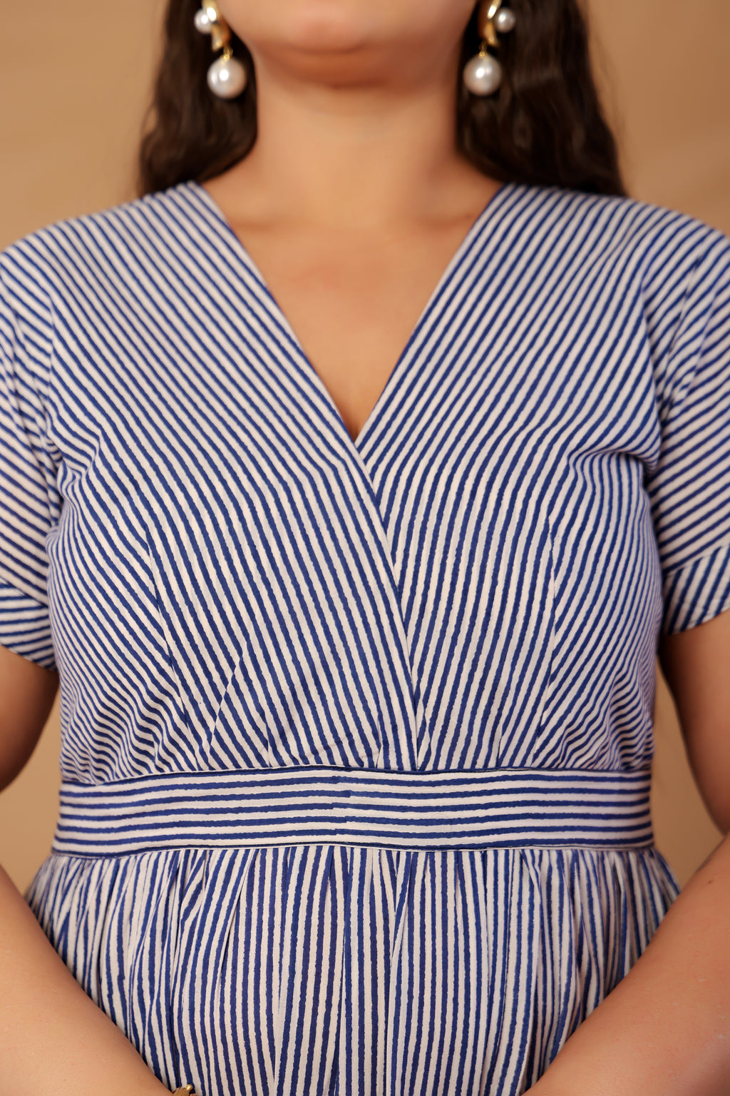 Marina striped midi dress