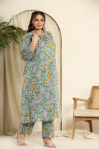 Turquoise floral co-ord set