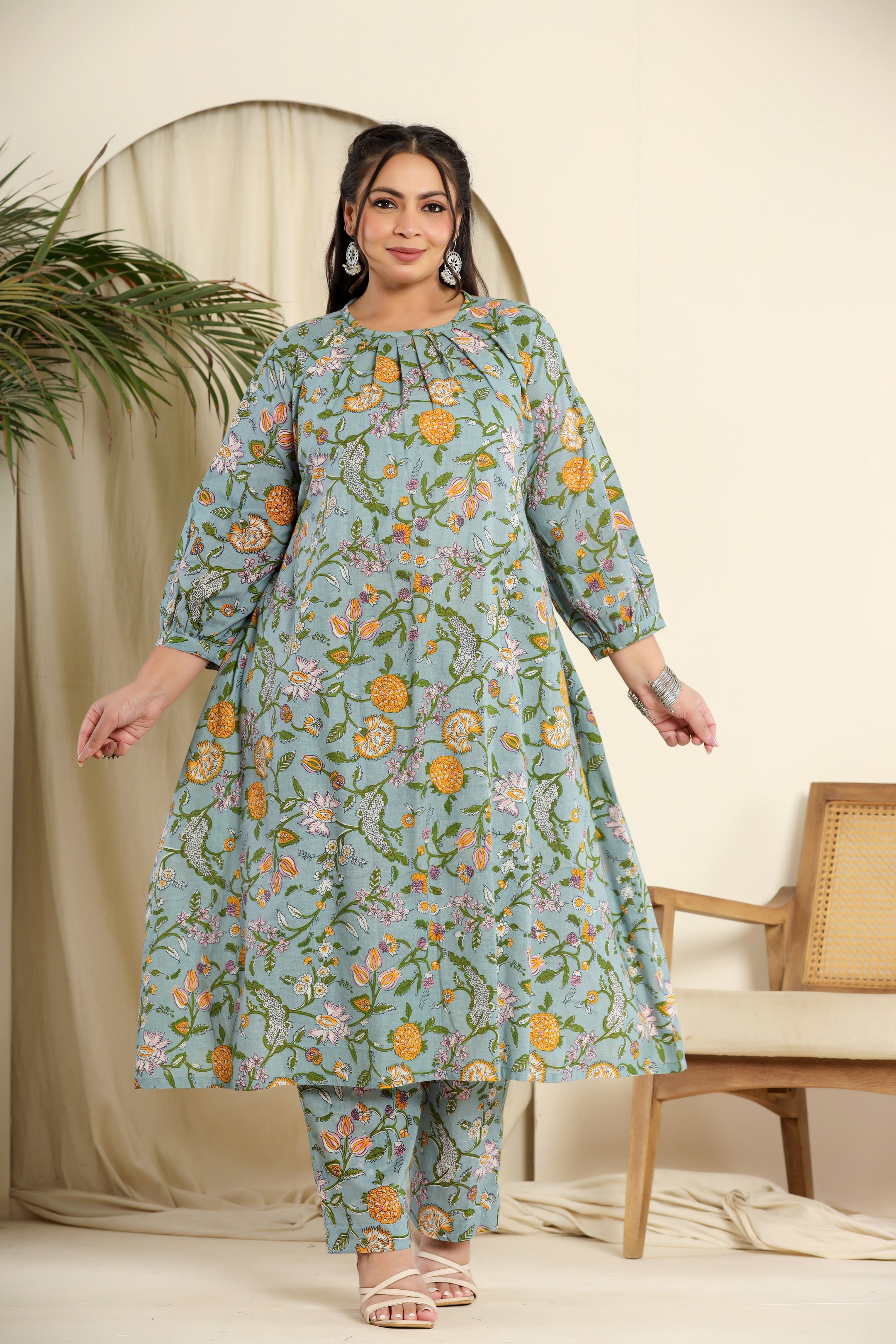 Turquoise floral co-ord set