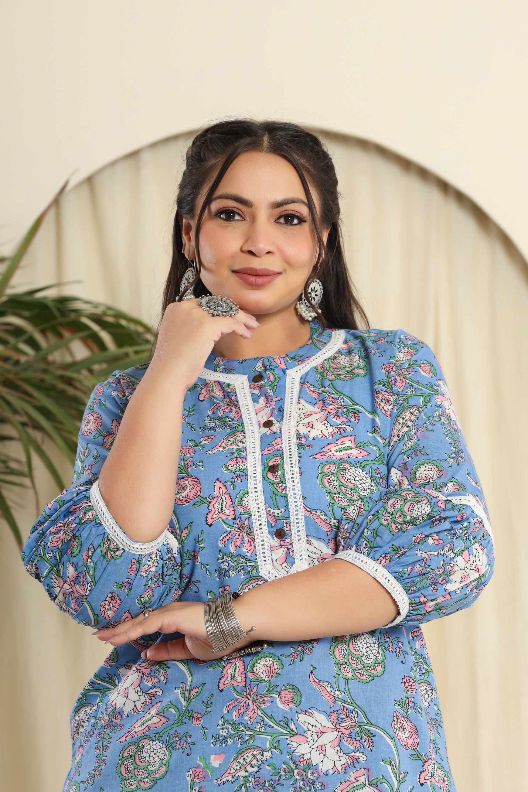 Blue floral printed co-ord set