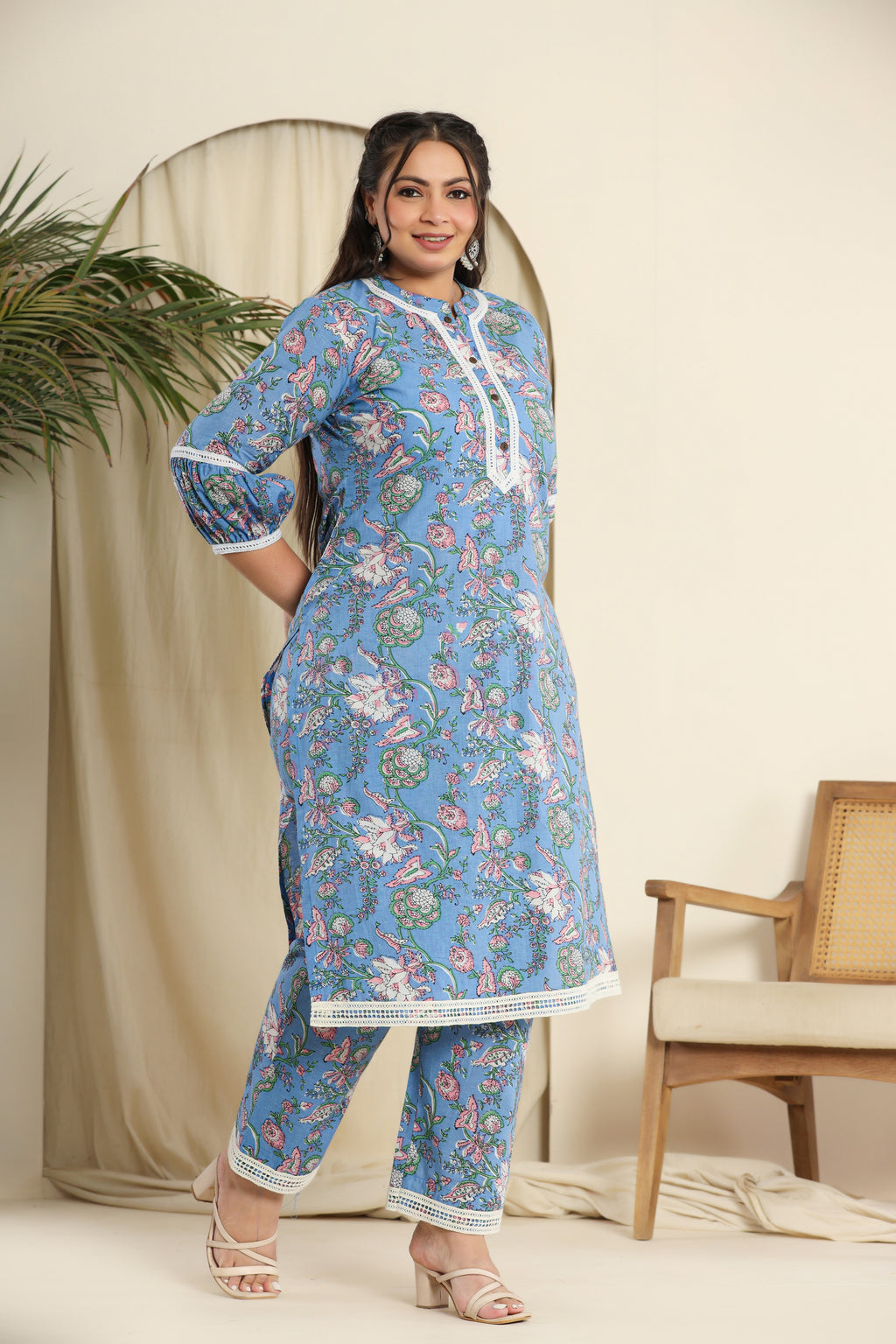 Blue floral printed co-ord set