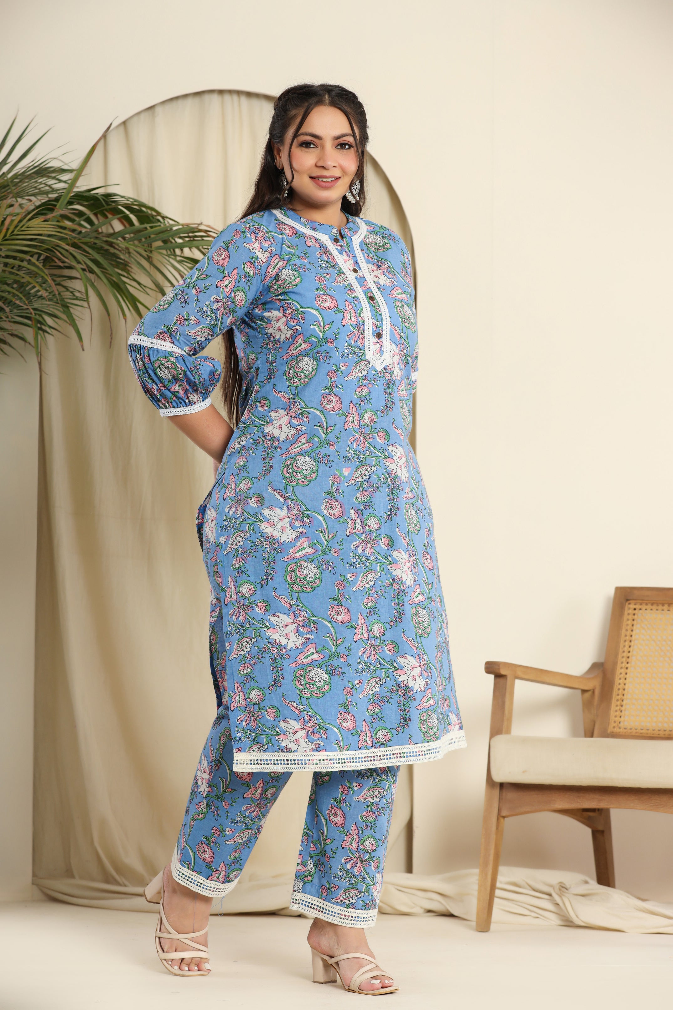 Blue floral printed co-ord set