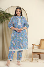 Blue floral printed co-ord set
