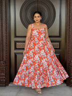 Orange floral dress