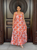 Orange floral dress