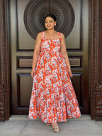 Orange floral dress