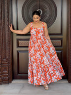 Orange floral dress