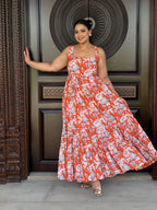 Orange floral dress