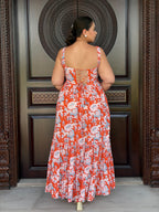 Orange floral dress