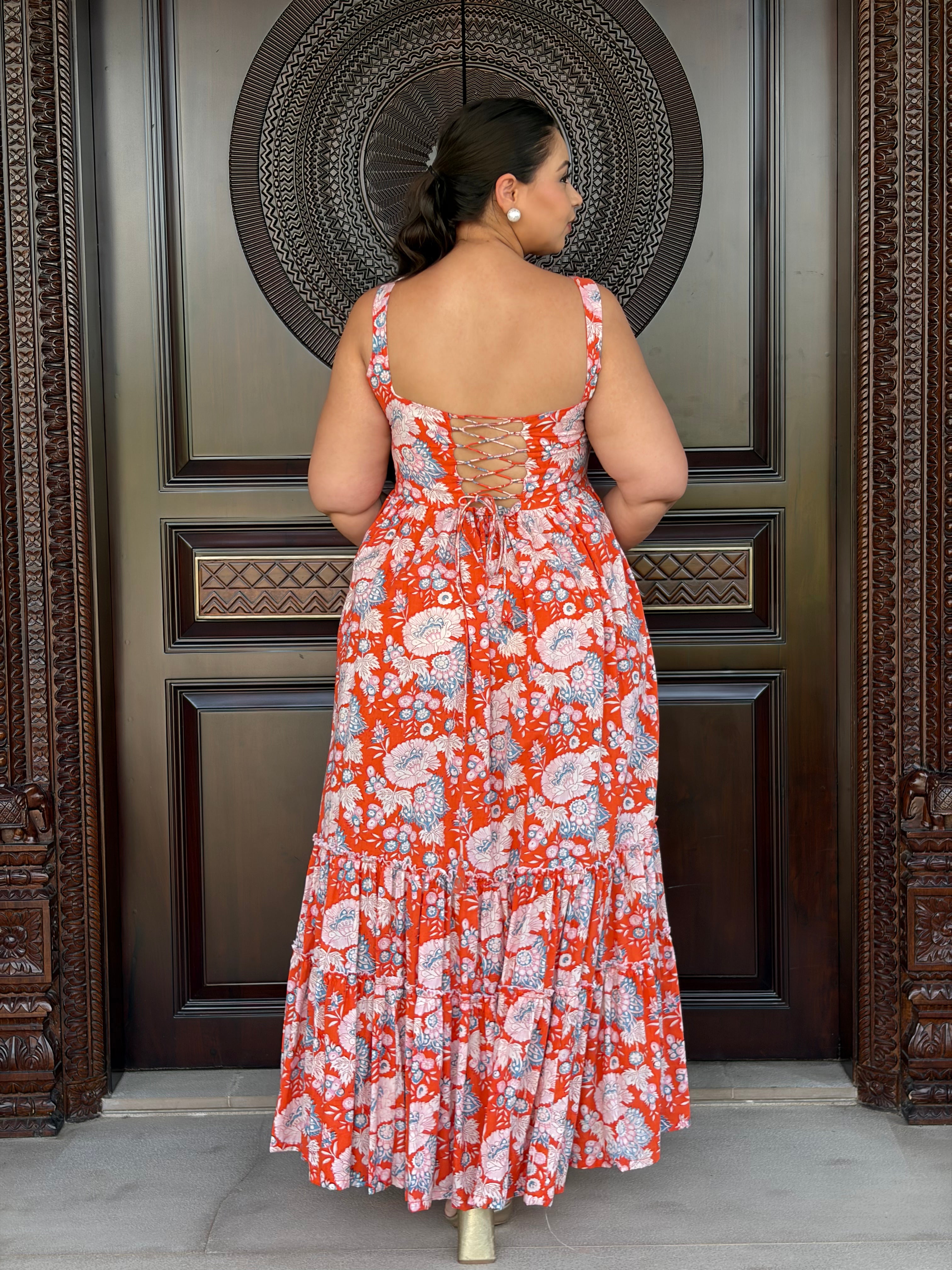 Orange floral dress