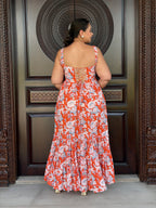 Orange floral dress