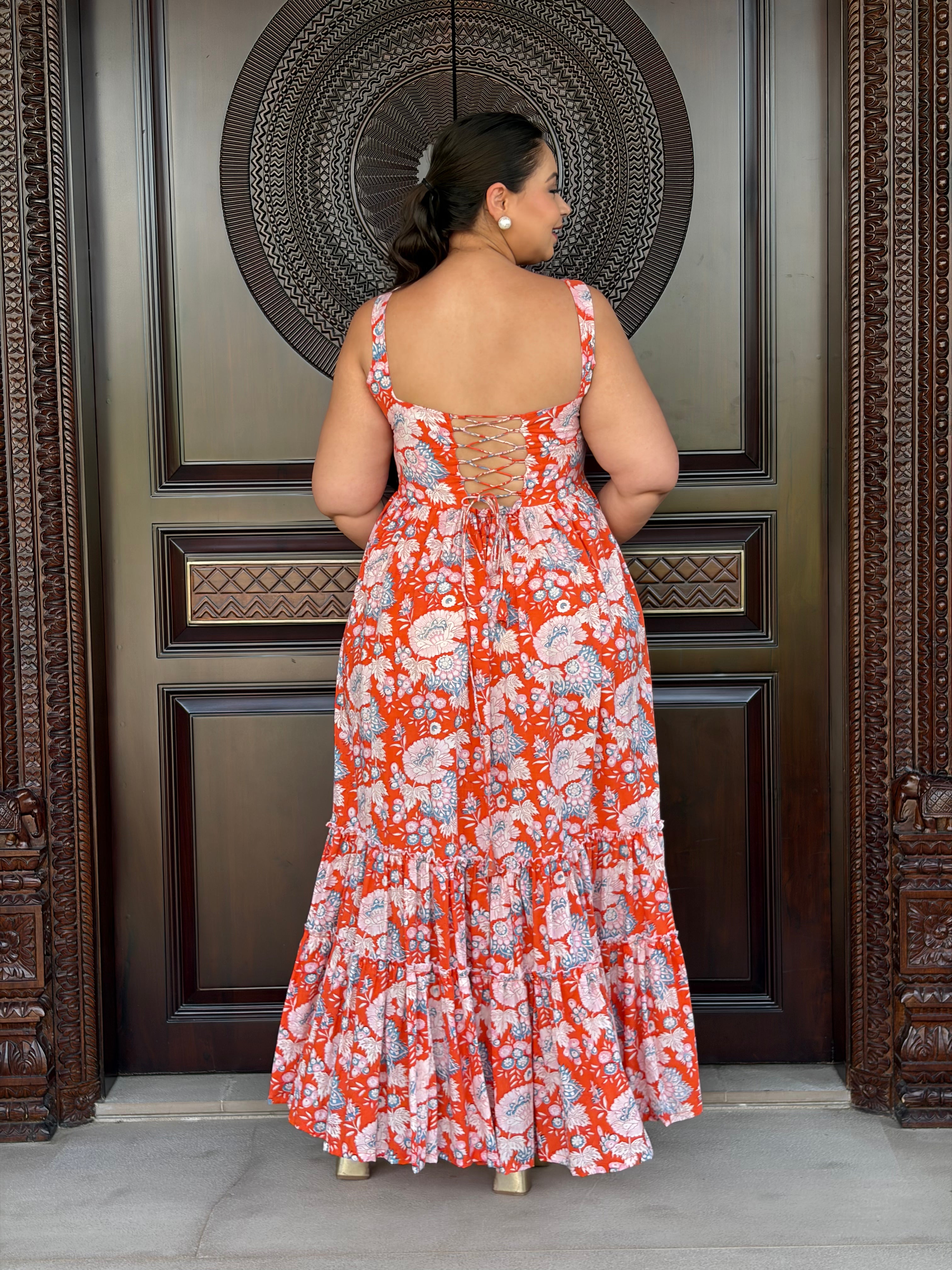 Orange floral dress