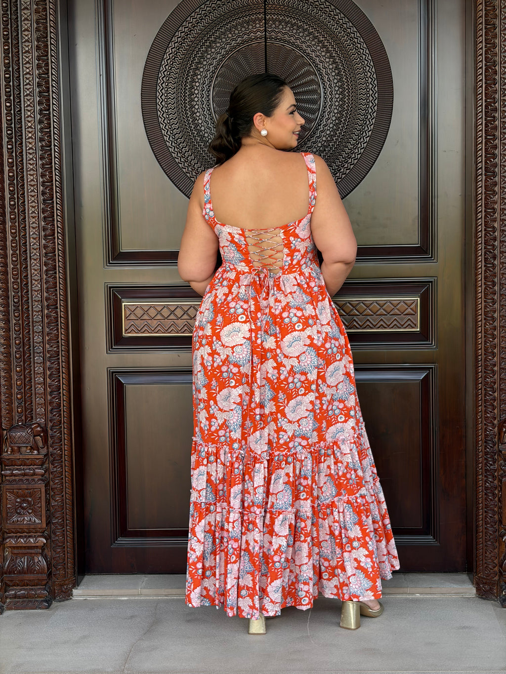 Orange floral dress