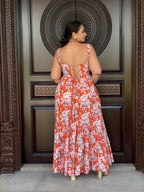 Orange floral dress