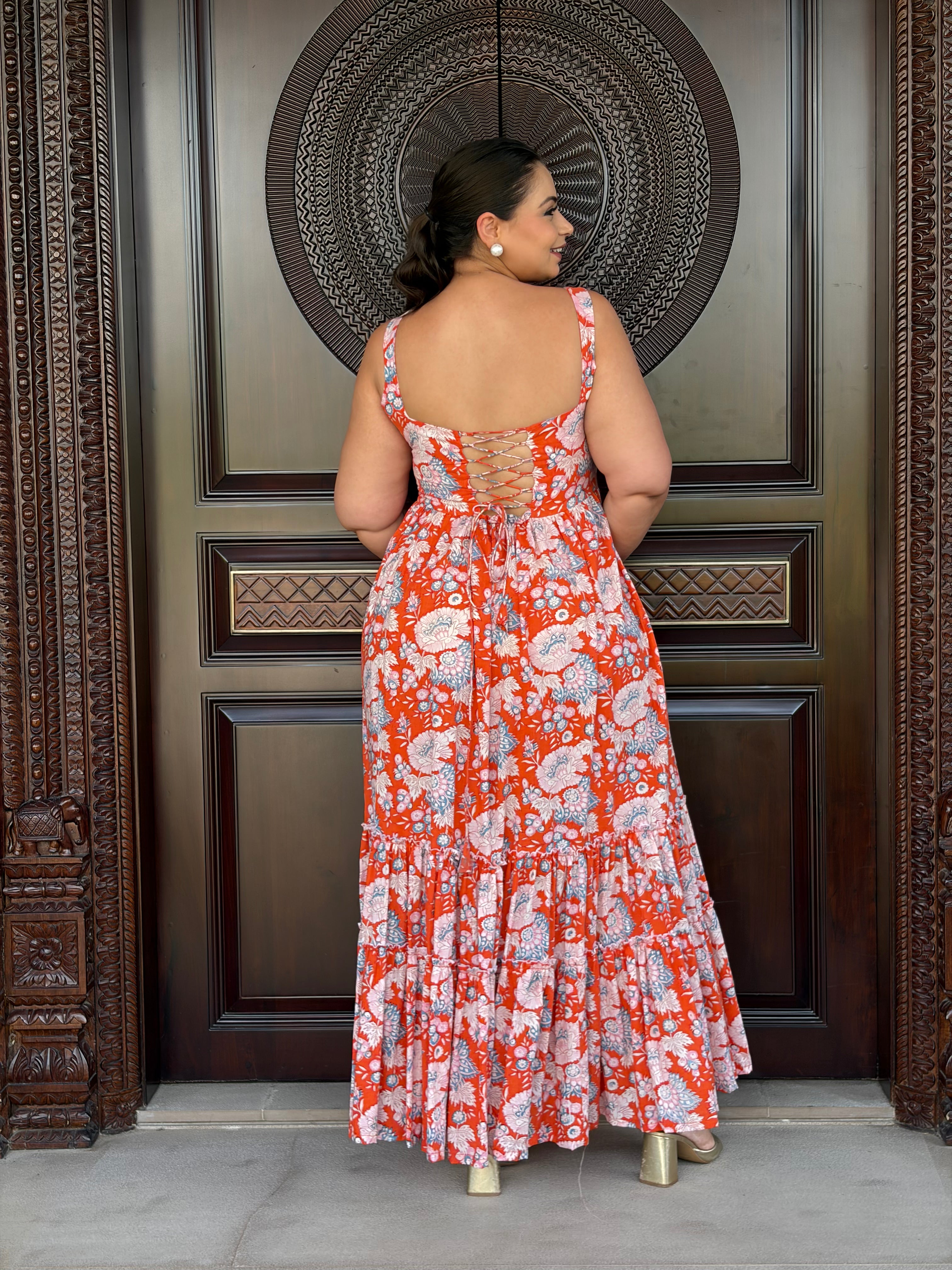 Orange floral dress