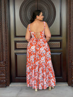 Orange floral dress