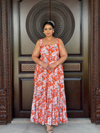 Orange floral dress