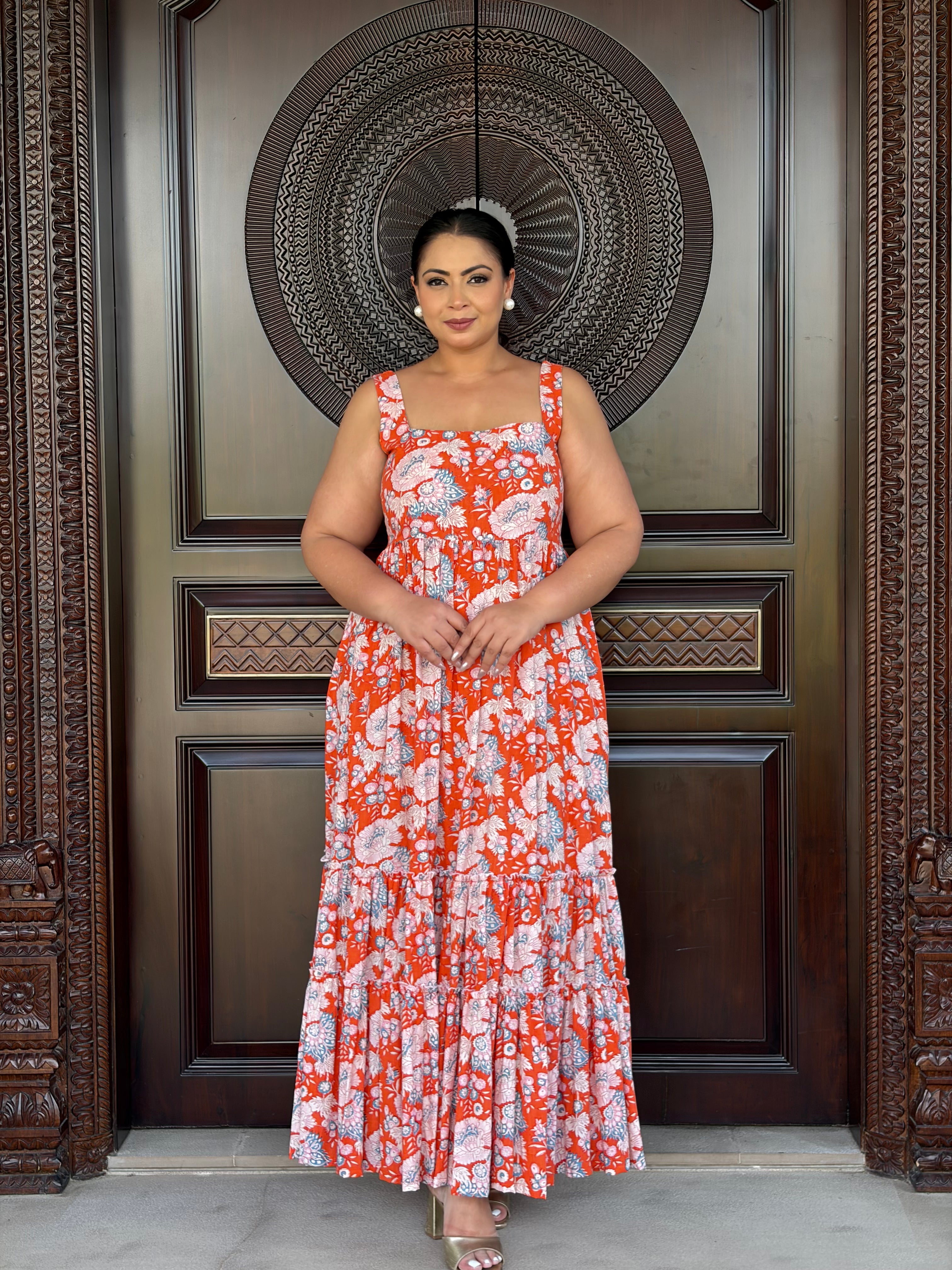 Orange floral dress
