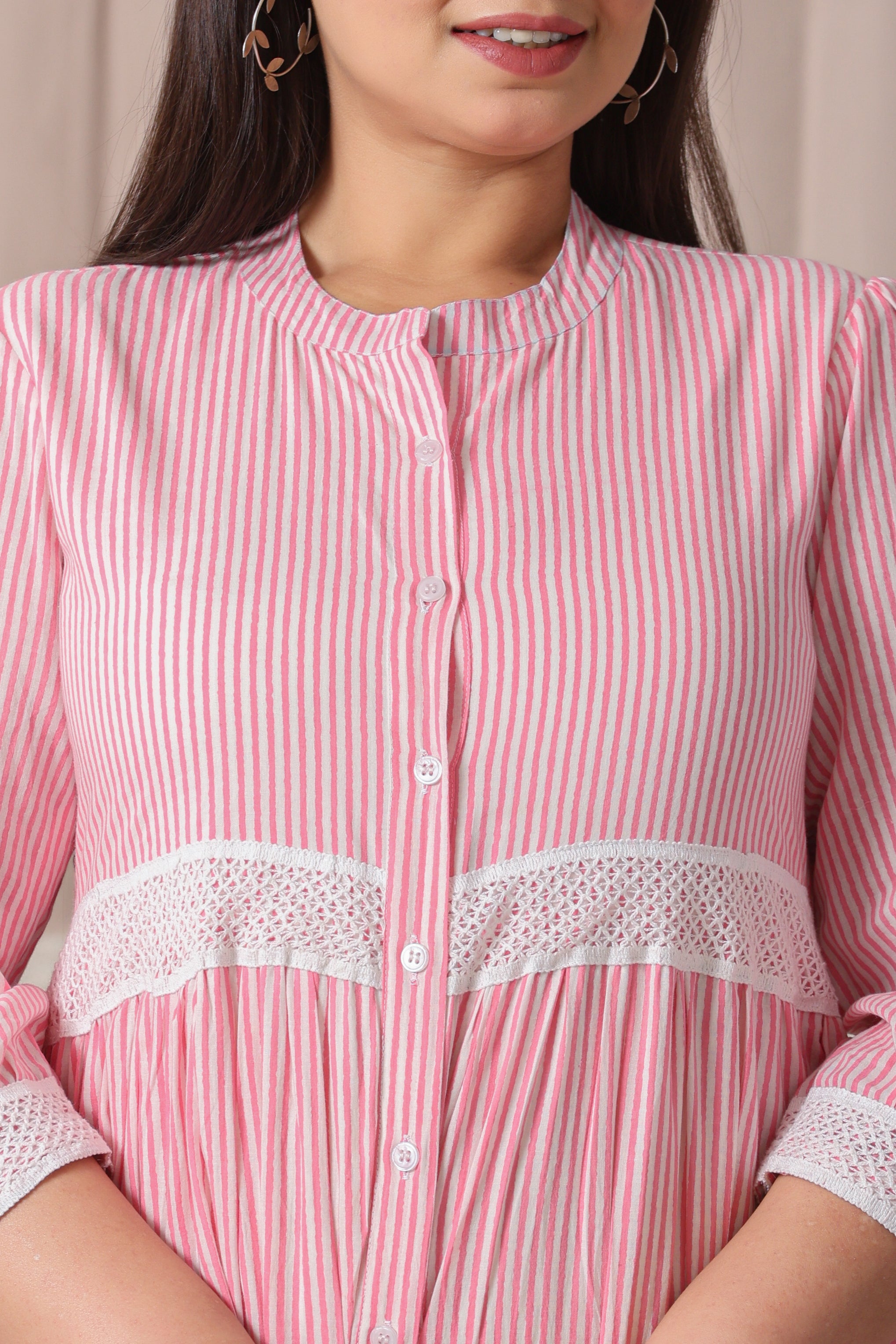 Pink white stripe Dress