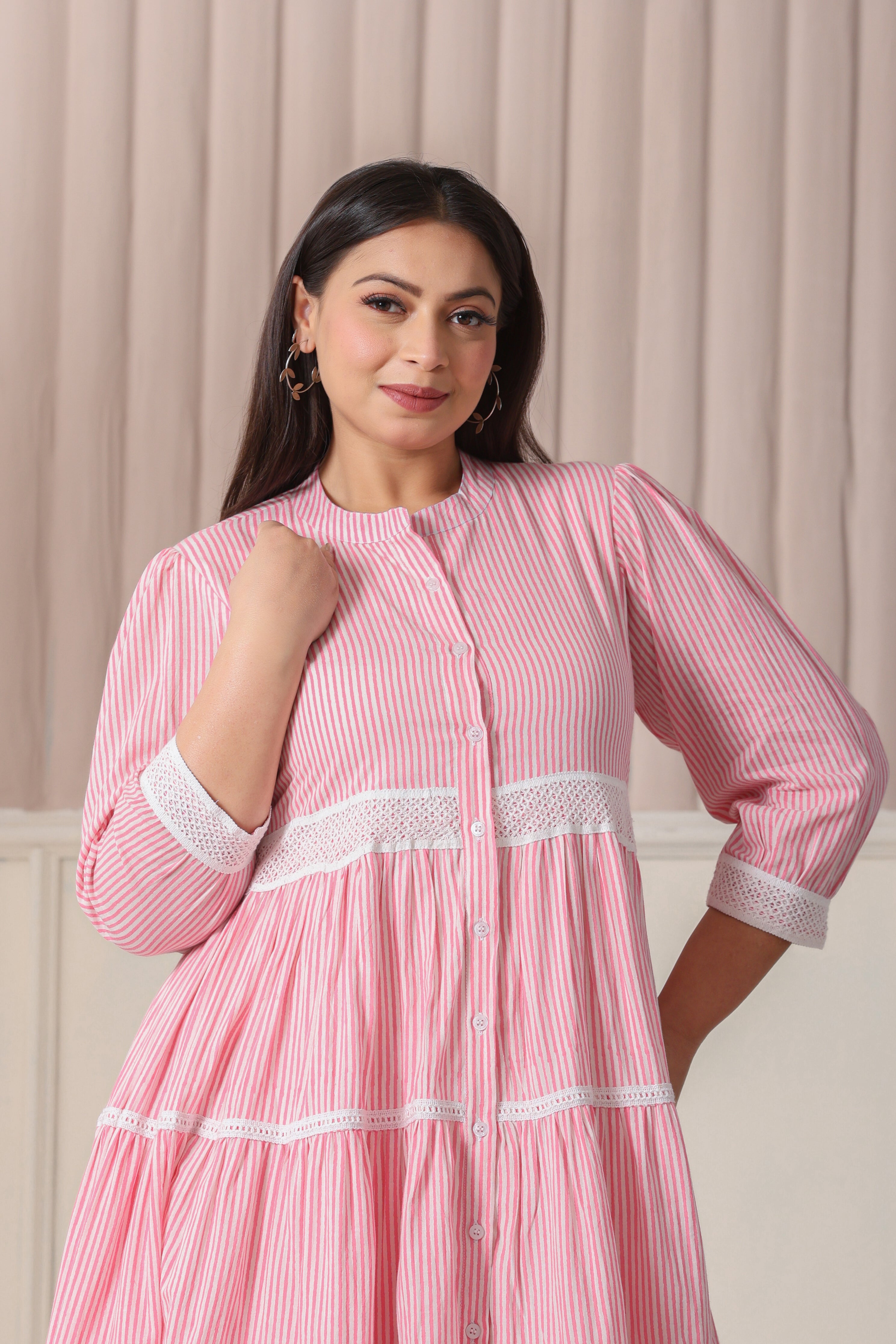 Pink white stripe Dress