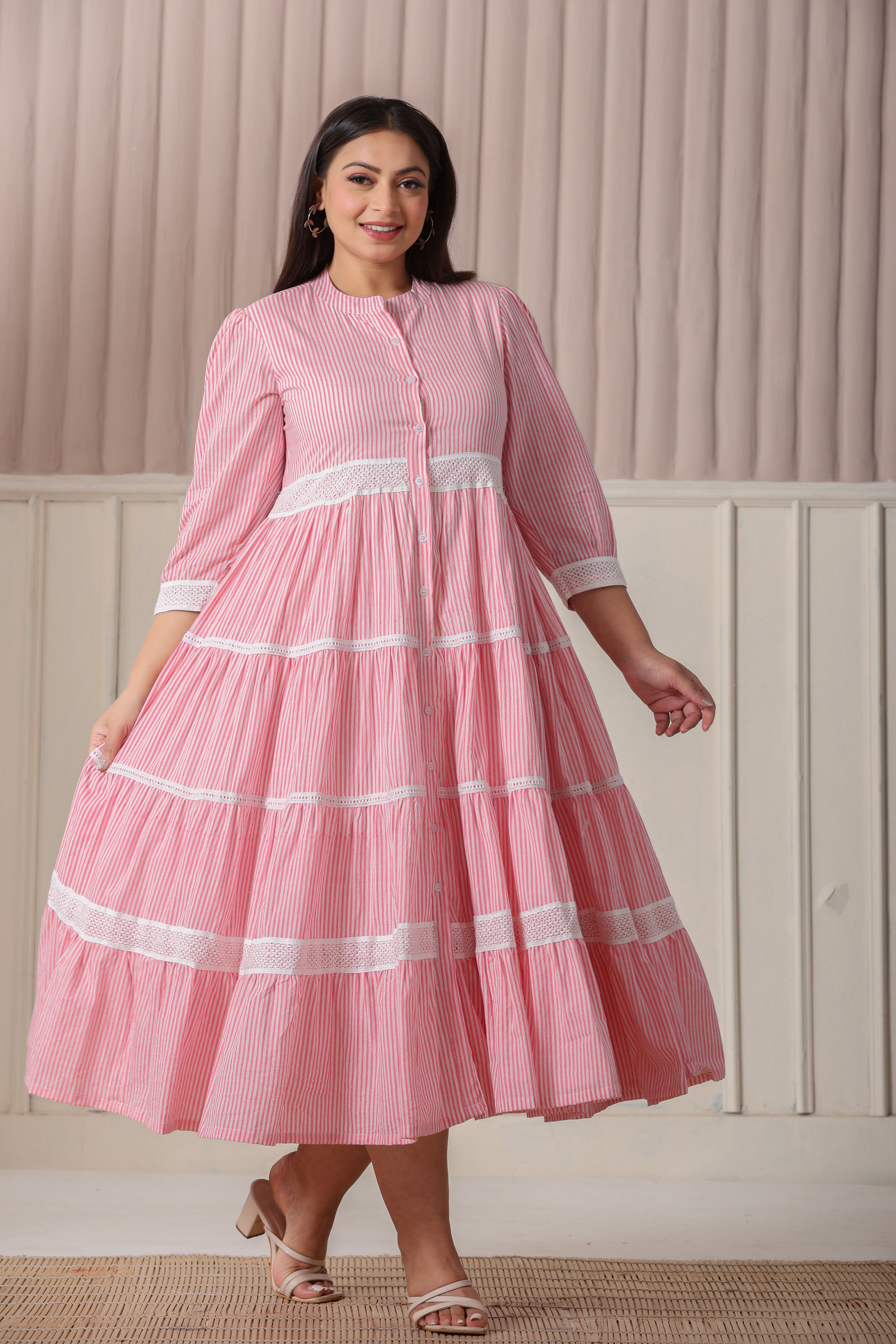 Pink white stripe Dress