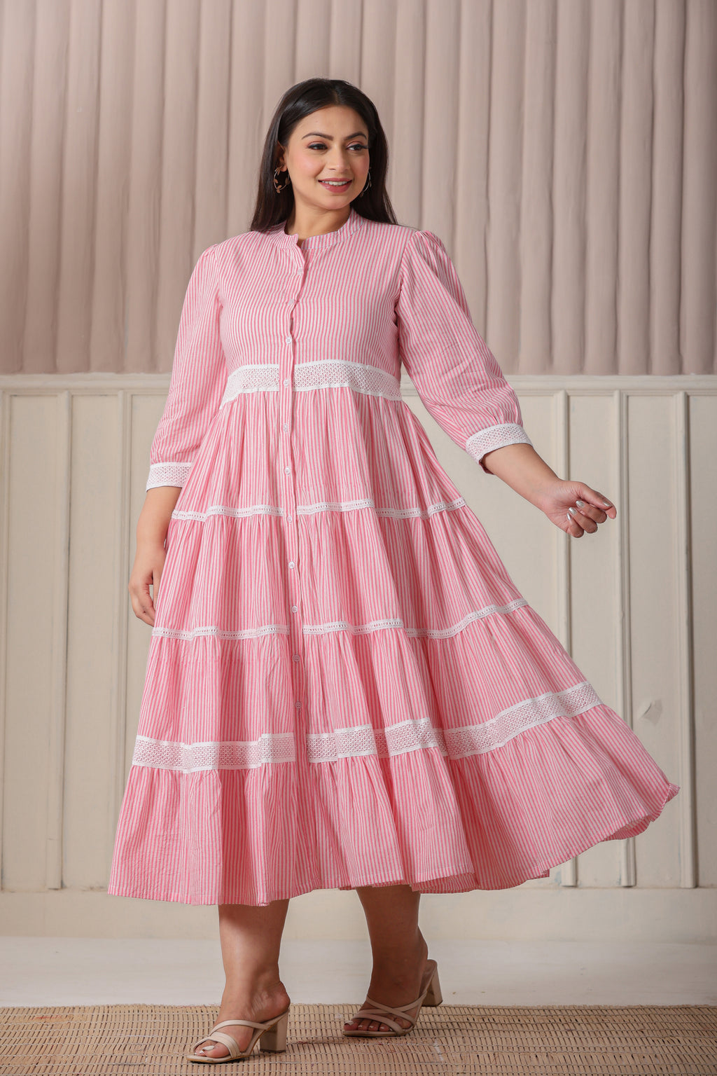 Pink white stripe Dress