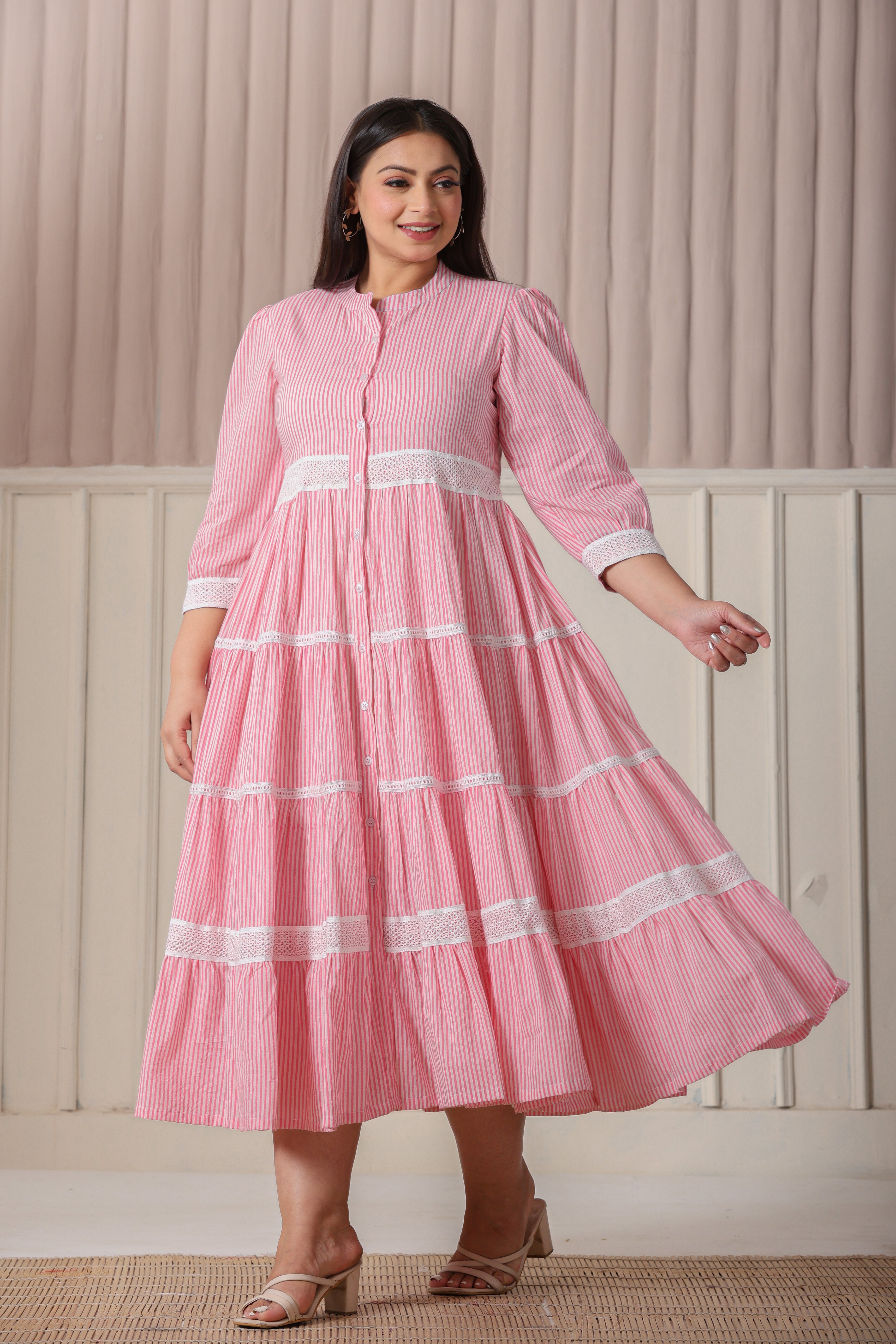 Pink white stripe Dress