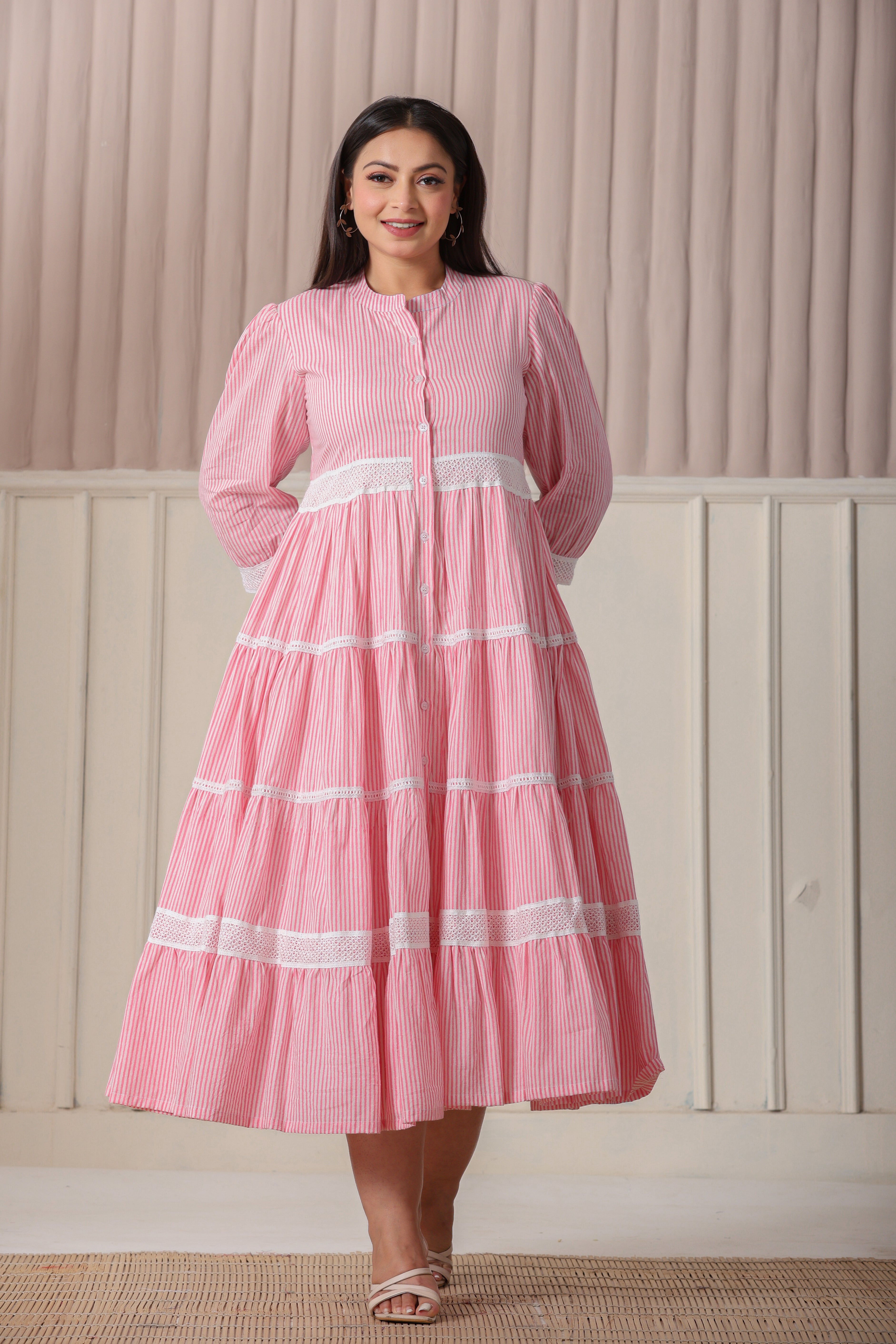 Pink white stripe Dress
