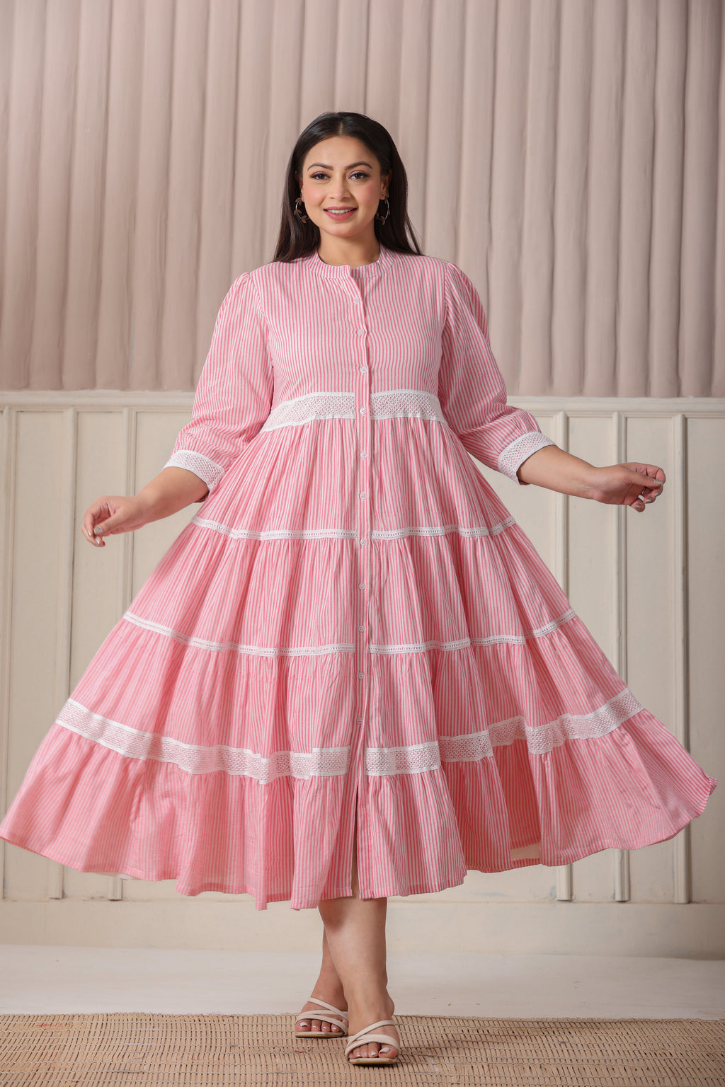 Pink white stripe Dress