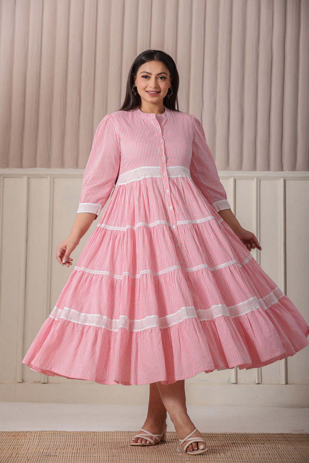 Pink white stripe Dress