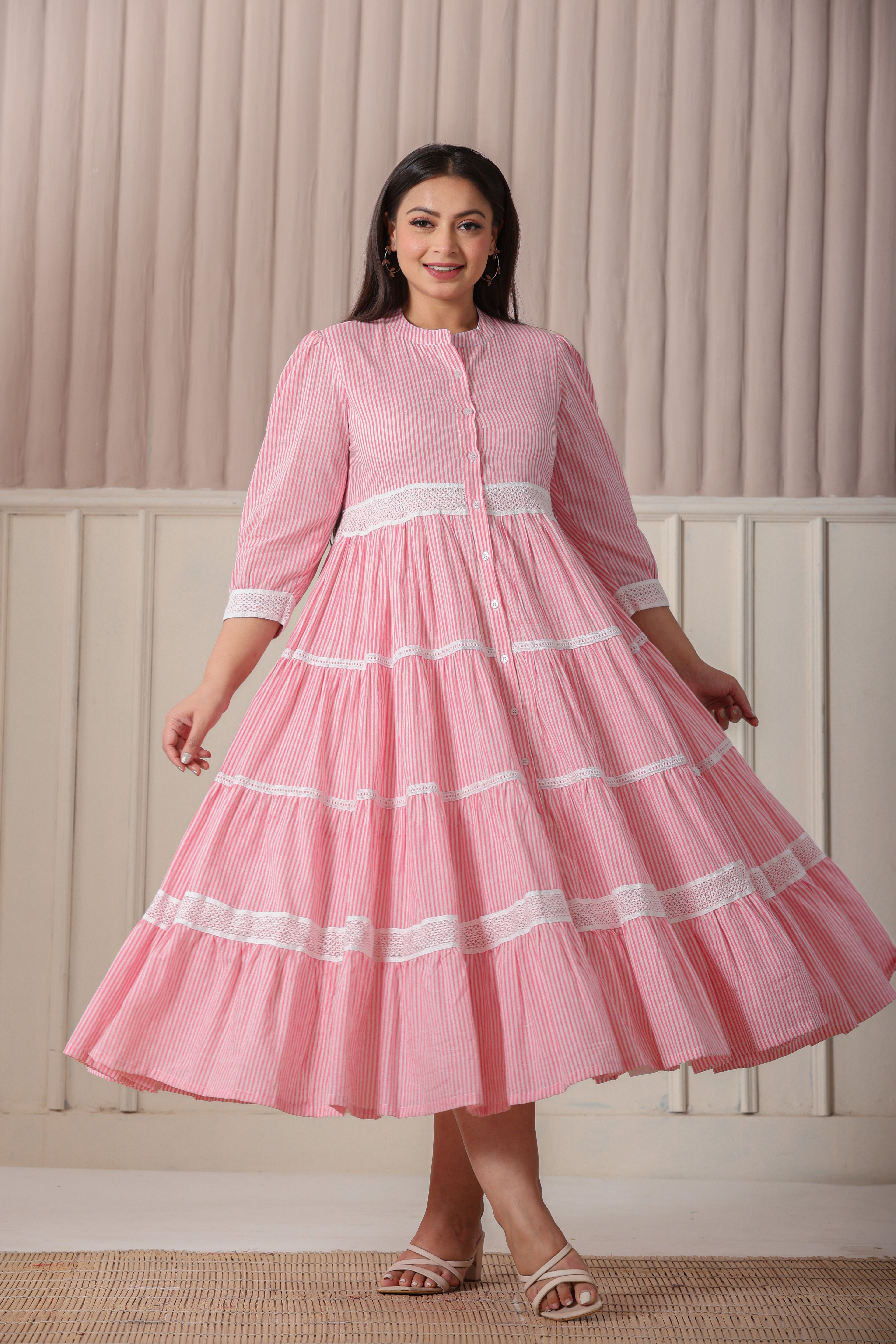 Pink white stripe Dress