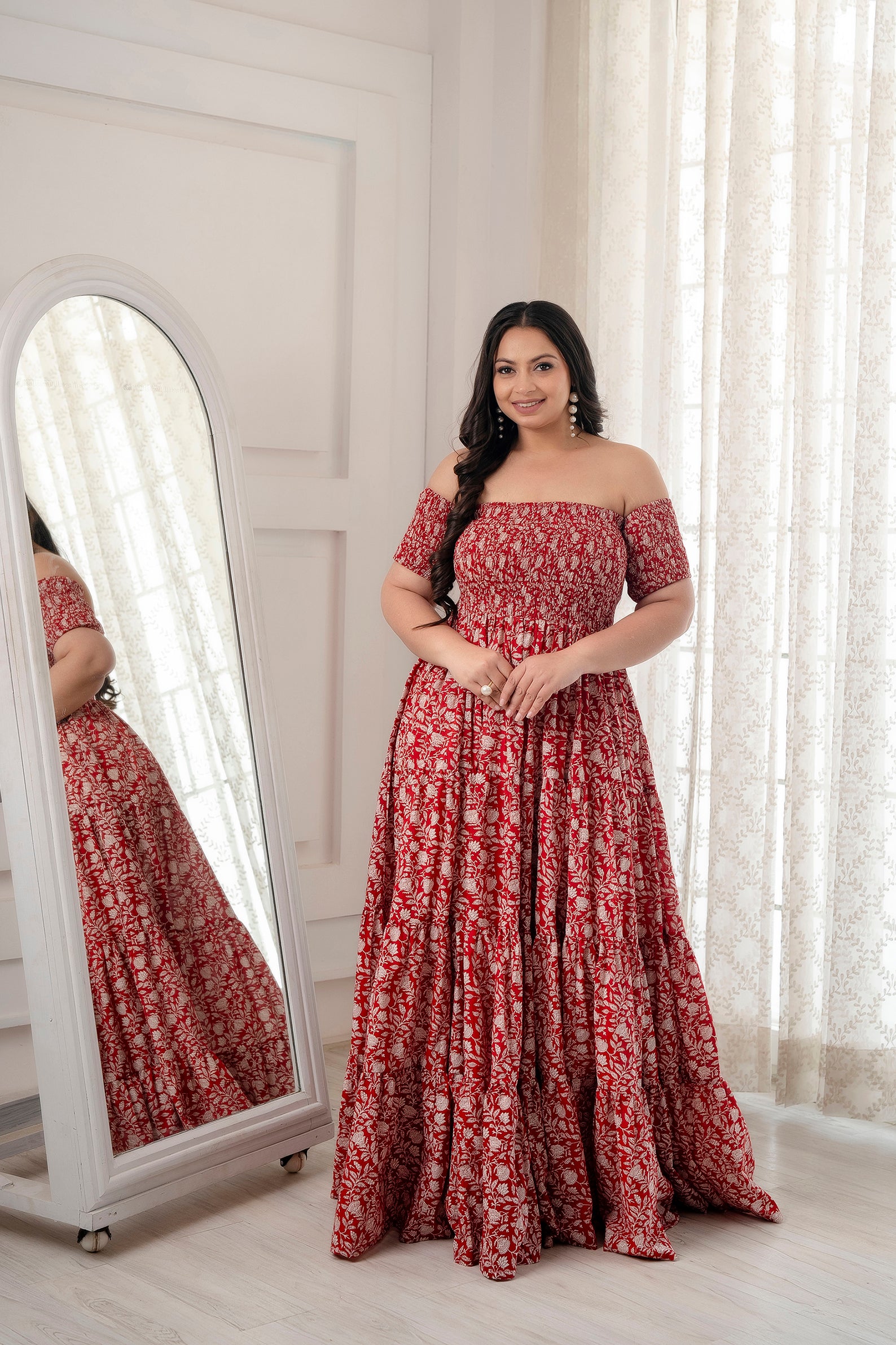 Red smocked Dress