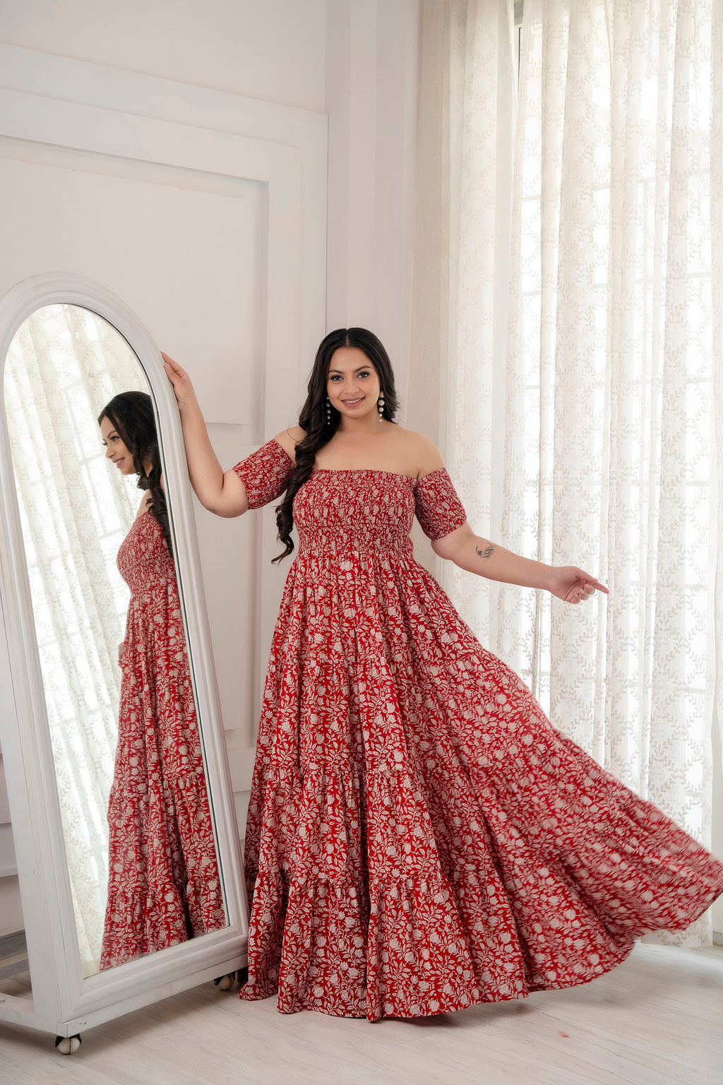 Red smocked Dress