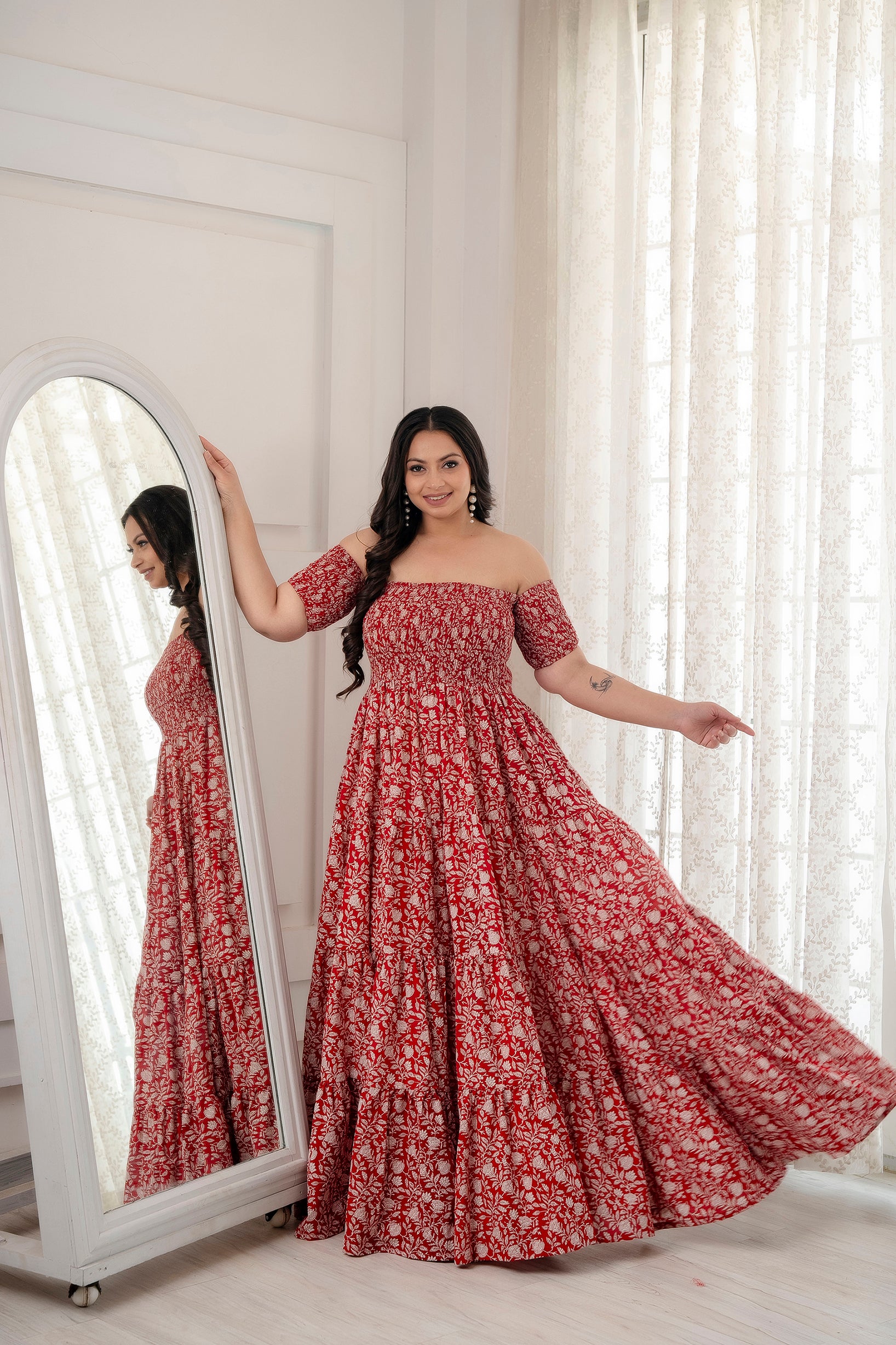 Red smocked Dress