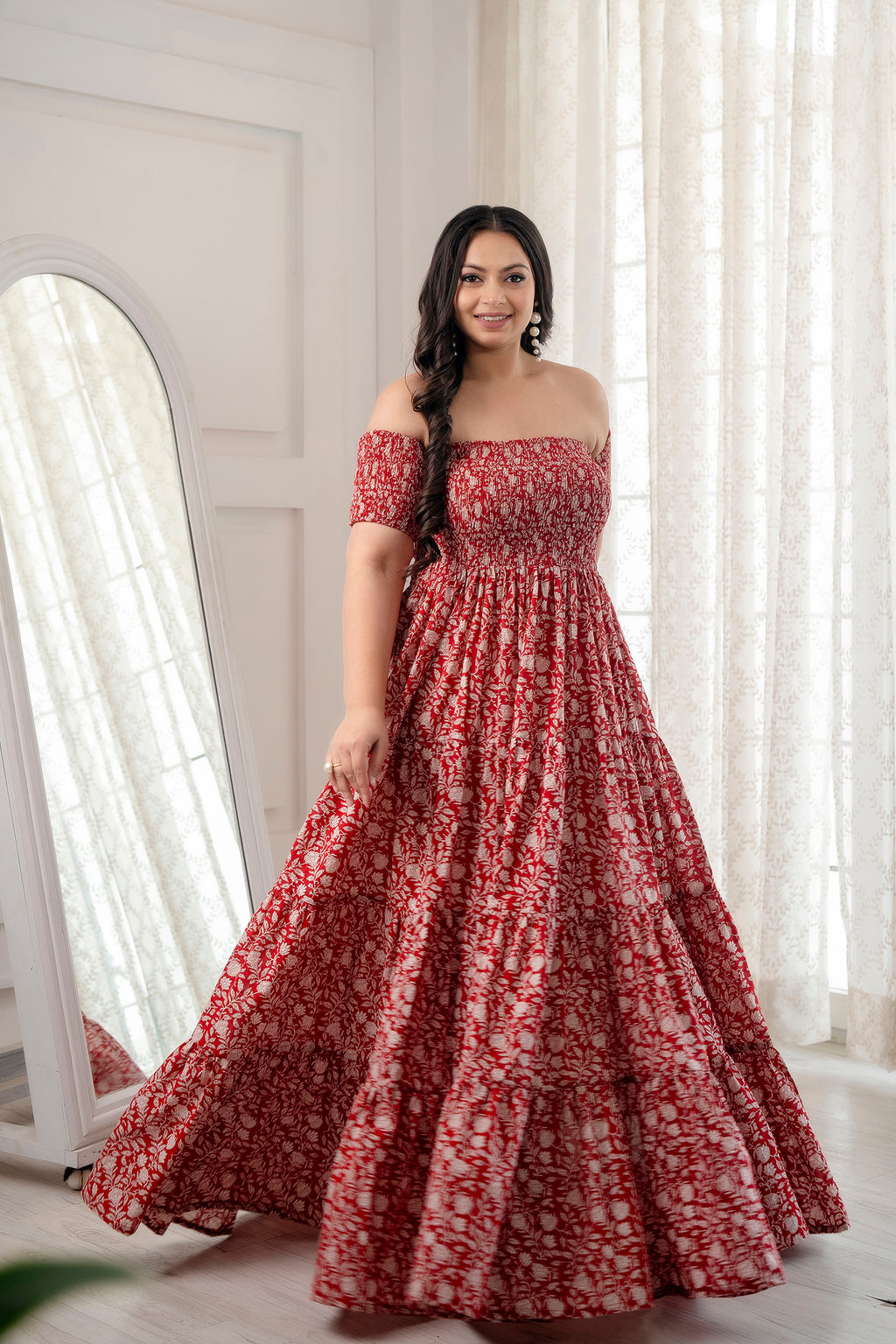 Red smocked Dress