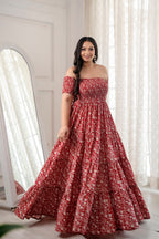 Red smocked Dress