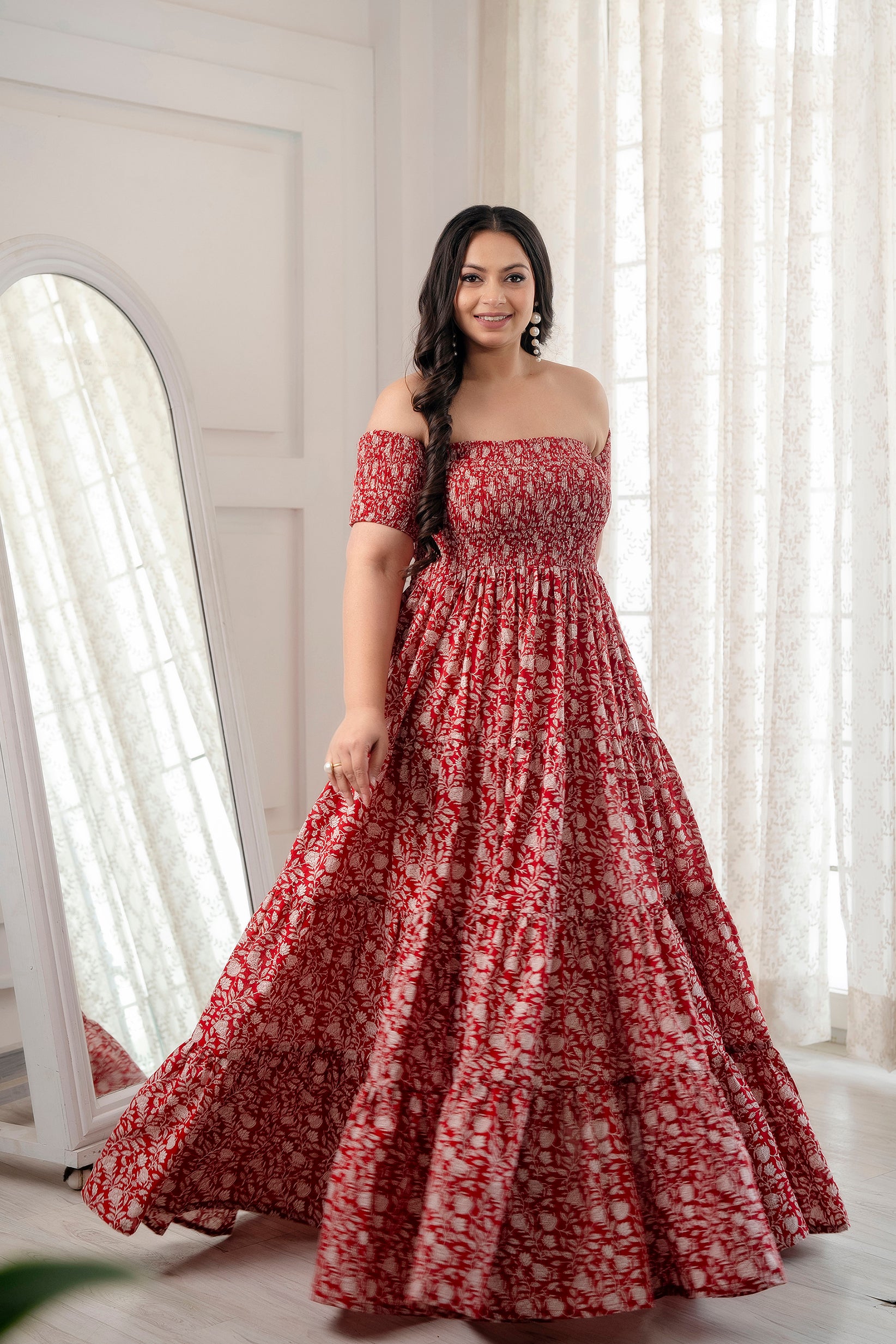 Red smocked Dress