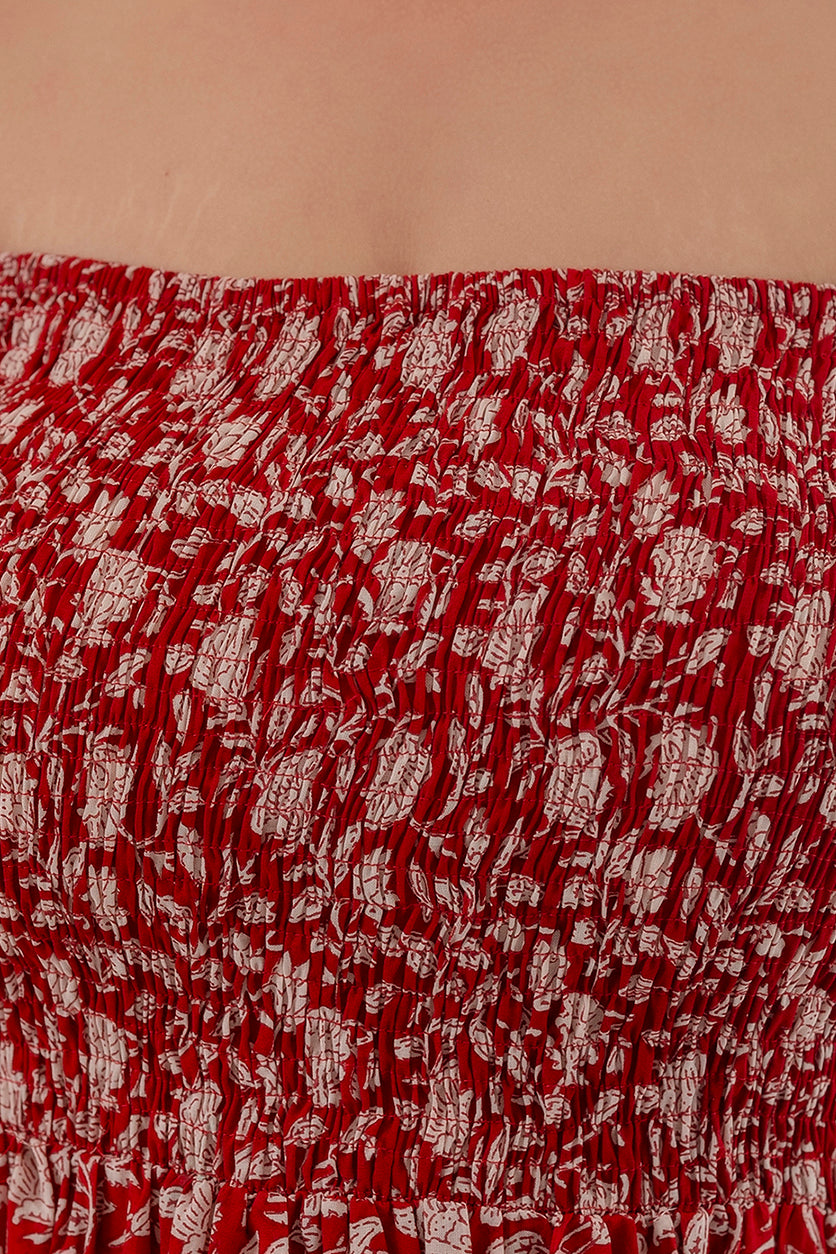 Red smocked Dress