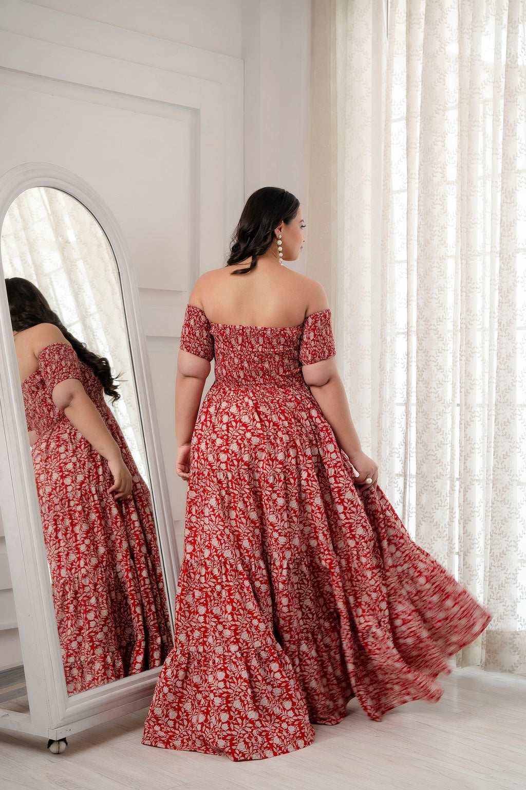 Red smocked Dress