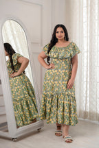 Lemon green Ruffle Dress