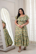 Lemon green Ruffle Dress