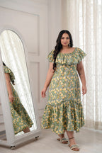 Lemon green Ruffle Dress