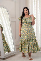 Lemon green Ruffle Dress