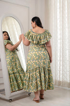 Lemon green Ruffle Dress