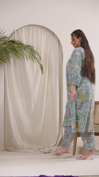 Turquoise floral co-ord set